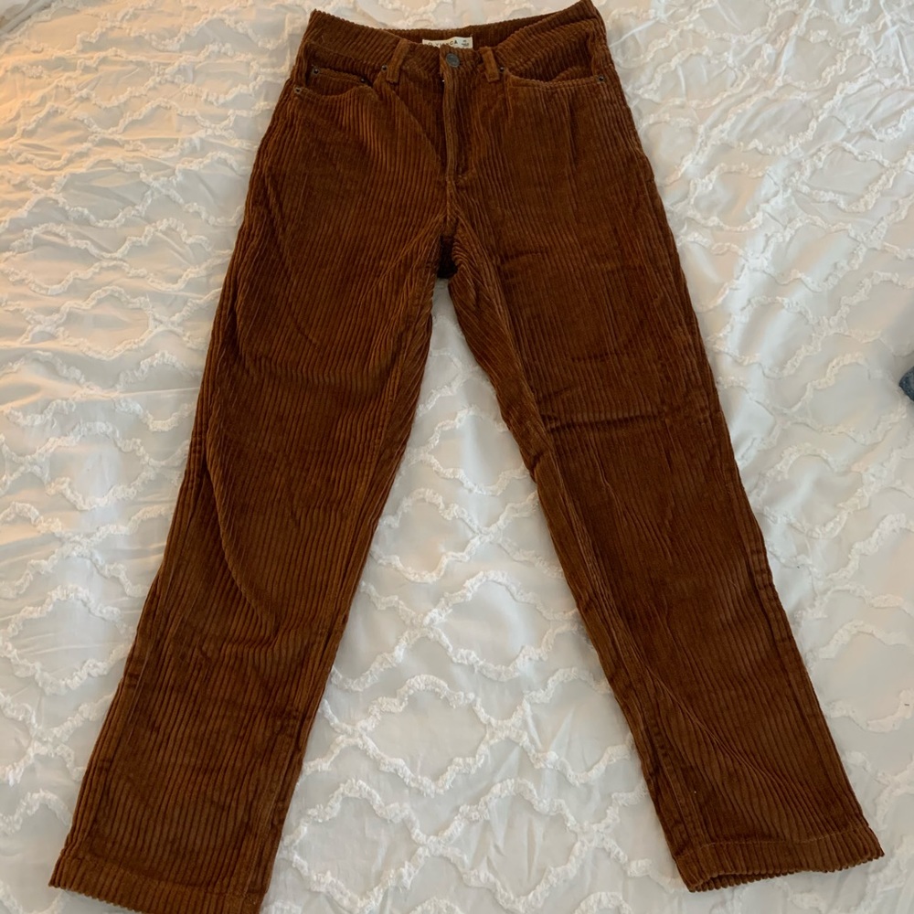 Brown Corduroy Straight Leg Pants